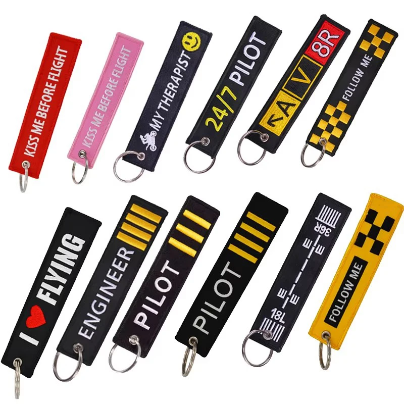 Fashion Avation Keychain Pilot Engineer Key Tags for Cars Motorcycles Embroidery Men Car Key Chain OEM Keychains Car Accessory