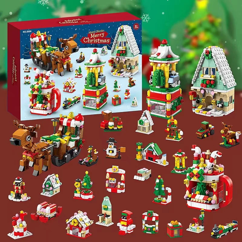 Kids Advent Calendar Christmas Building Blocks Gifts 24 Days Surprise Box Xmas Countdown Calendar Girl Boys Blind Box Toys