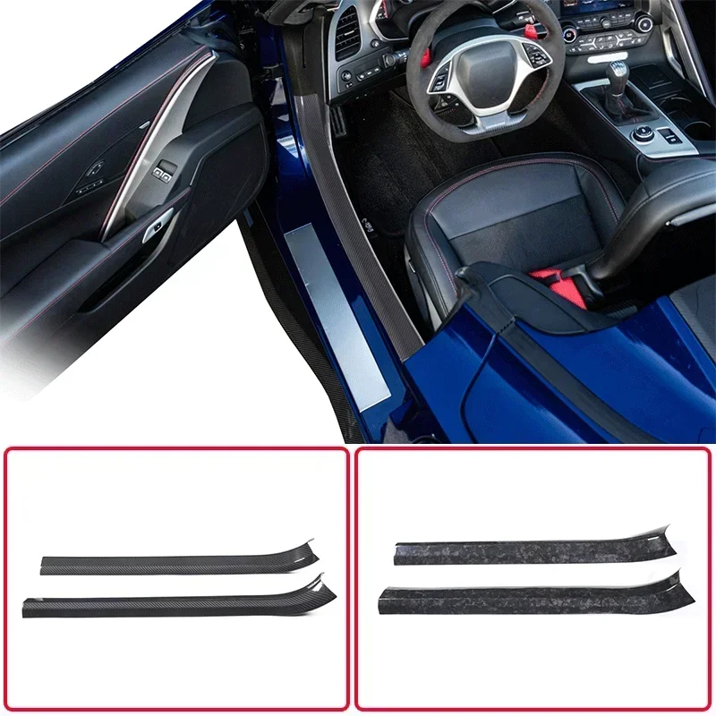 

For Chevrolet Corvette C7 Real Dry Carbon Fiber Styling Built-in Threshold Scratch Strip Trim Protection Accessories 2014-2019