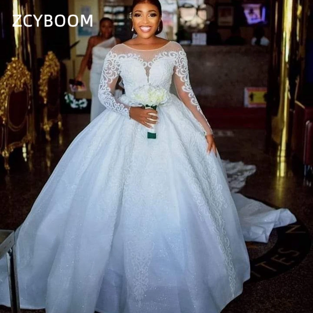 Customized Simple Pure White O-neck Wedding Dresses Appliques A-line Plus Size Bridal Gown African 2026 Vestido De Noiva