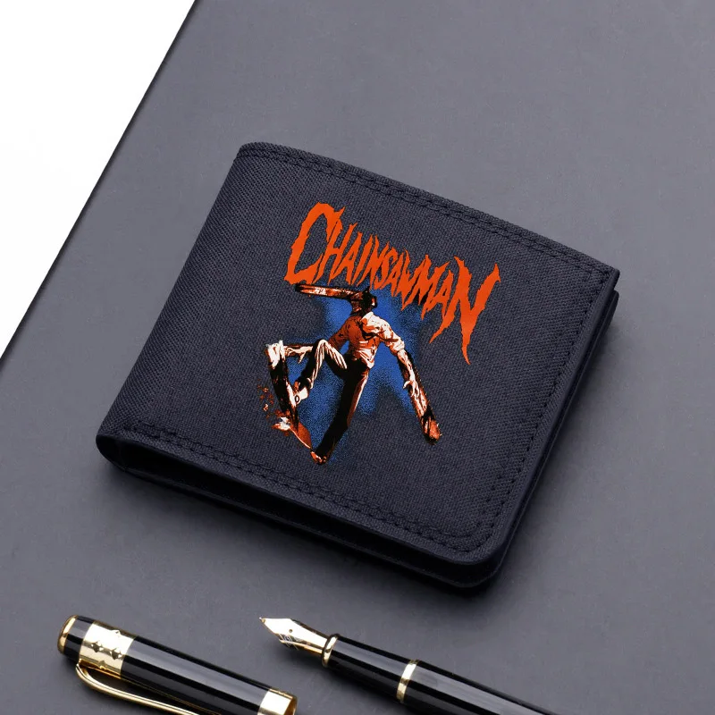 

New Chainsaw Man Square Style Wallet Anime Denji Pochita Print Nylon Coin Purse Portable Fashion Multi Purpose Card Holder Gifts