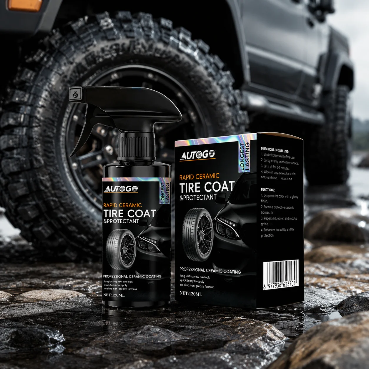 Rapid Ceramic Tire Coat Spray 120ml Long Lasting Tire Shine Protectant Anti‑Crack Nourishing for Car Tire Wheel Rubber Surface