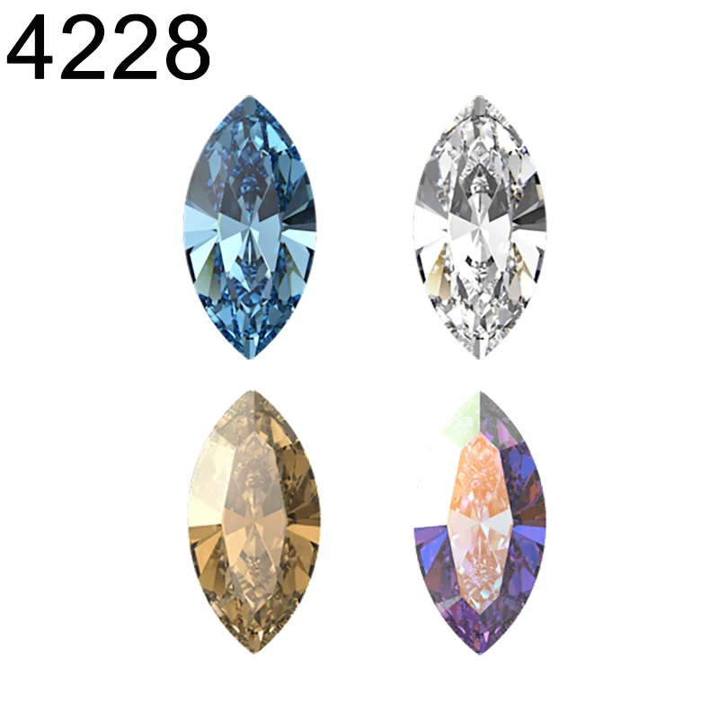 4228 Xilion Navette, cristales originales de piedra elegante de Austria, cuentas sueltas, diamantes de imitación para decoración de uñas, fabricación de joyas, costura de tela