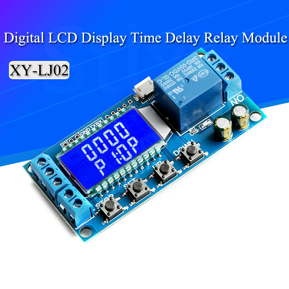 6-30V Micro USB Digital LCD Display Time Delay Relay Module Control Timer Switch Trigger Cycle Module XY-LJ02