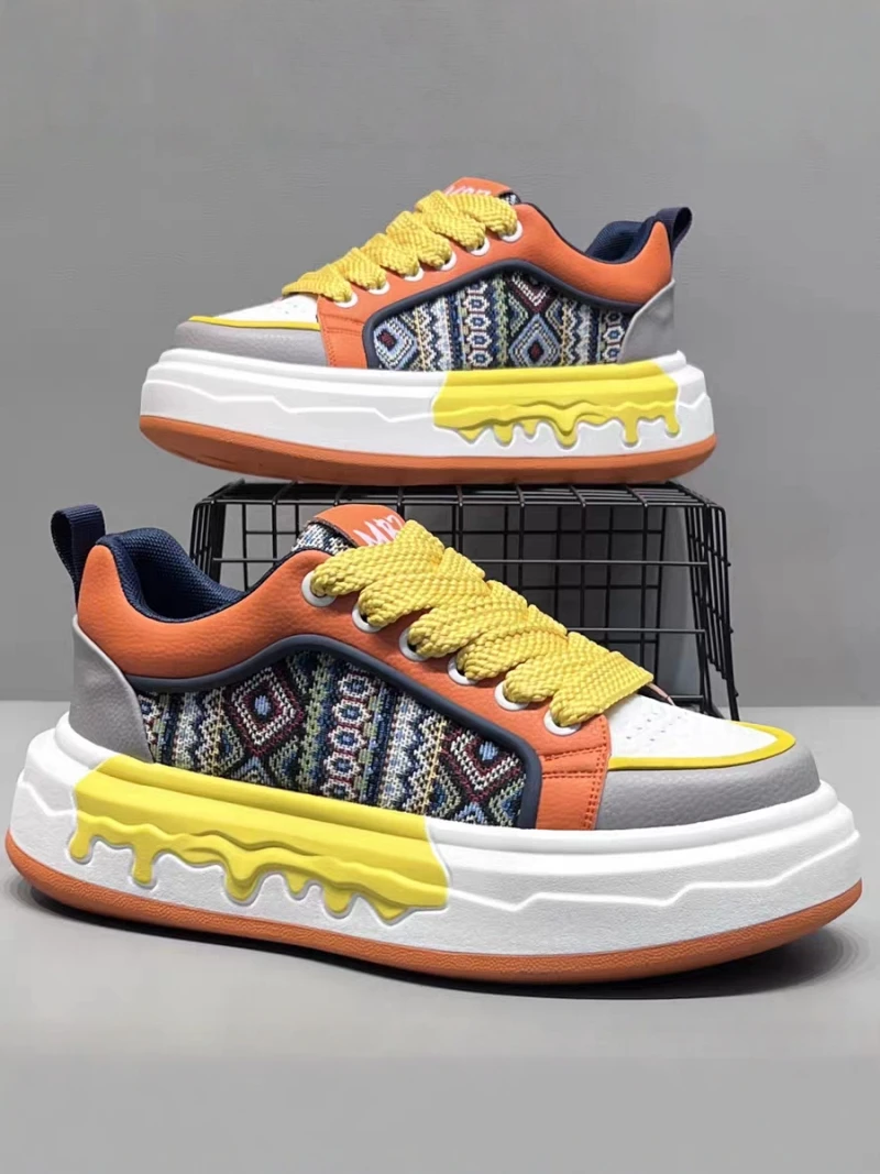 

Casual Men's Shoes 2026 New Summer Trend Versatile High-End Feeling Thick Bottom Heightening Board Shoes for Teenagers