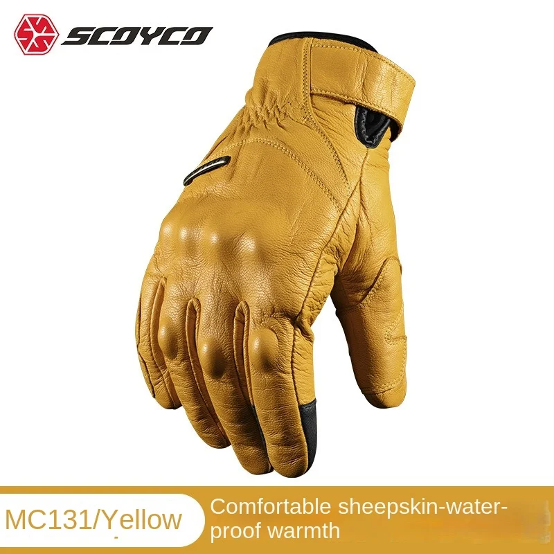 

Saiyu Retro Motorcycle Gloves MC131winter Riding Breathable and Anti Drop Leather Motorcycle Riding Equipment Winter Warm Men