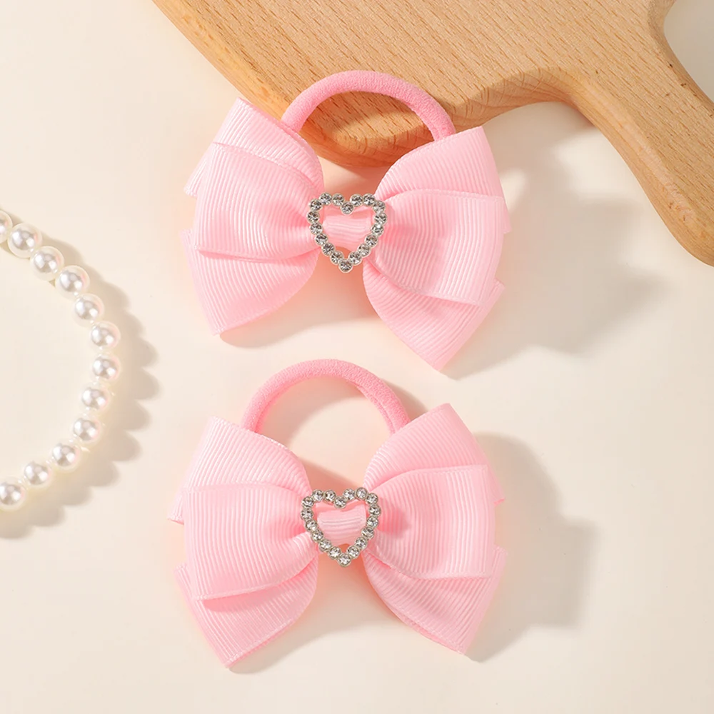 BABY BOWS 2 Stück/Set Kinder Mädchen Niedliche Doppelschichtige Schleifen-Haargummis Haarbänder Kinder Basis-Pferdeschwanz-Kopfschmuck Haaraccessoires – Detail 29
