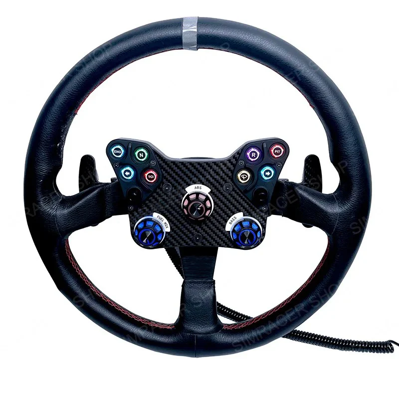 

Sim Racing Rally Steering Wheel Hub Carbon Fiber Front Panel & Aluminum Alloy Shell Plug & Play Button Box for PC Racing Games