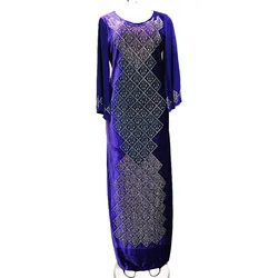 African Dresses for Women Autumn African Femme Dashiki Abaya Diamonds Maxi Dress Africa Clothes Ankara Dresses