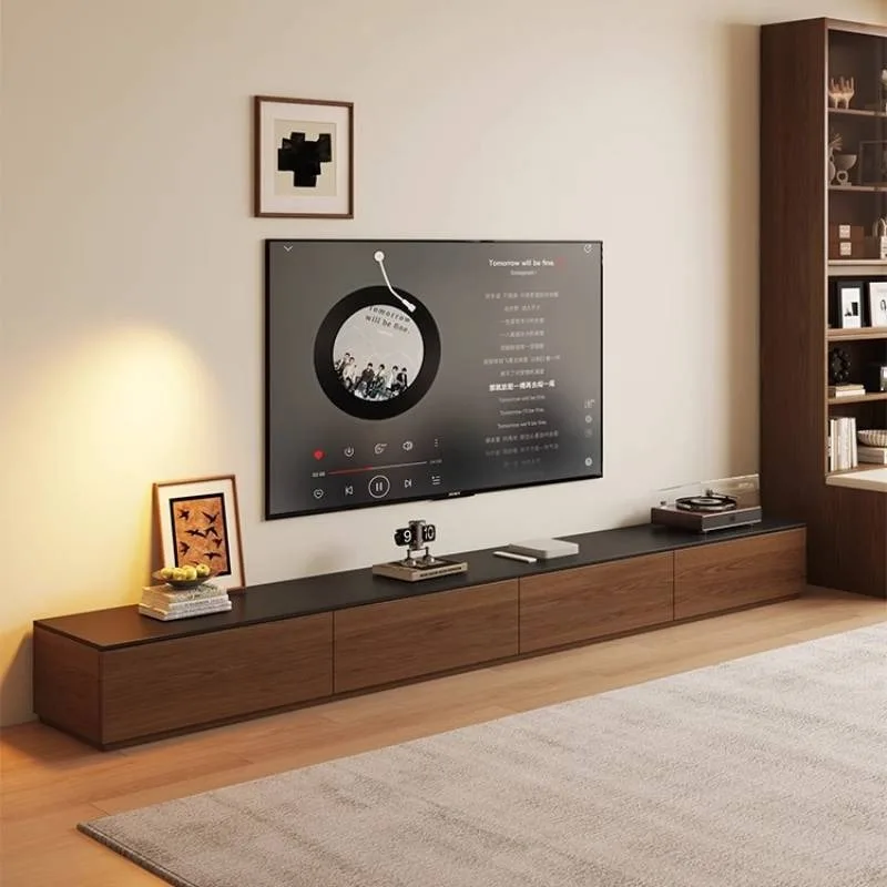 

Extended Wooden Tv Stand Drawers Hidden Retro Minimalist Floor Tv Stand Cabinets Lowboard Walnut Muebles Furniture Living Room