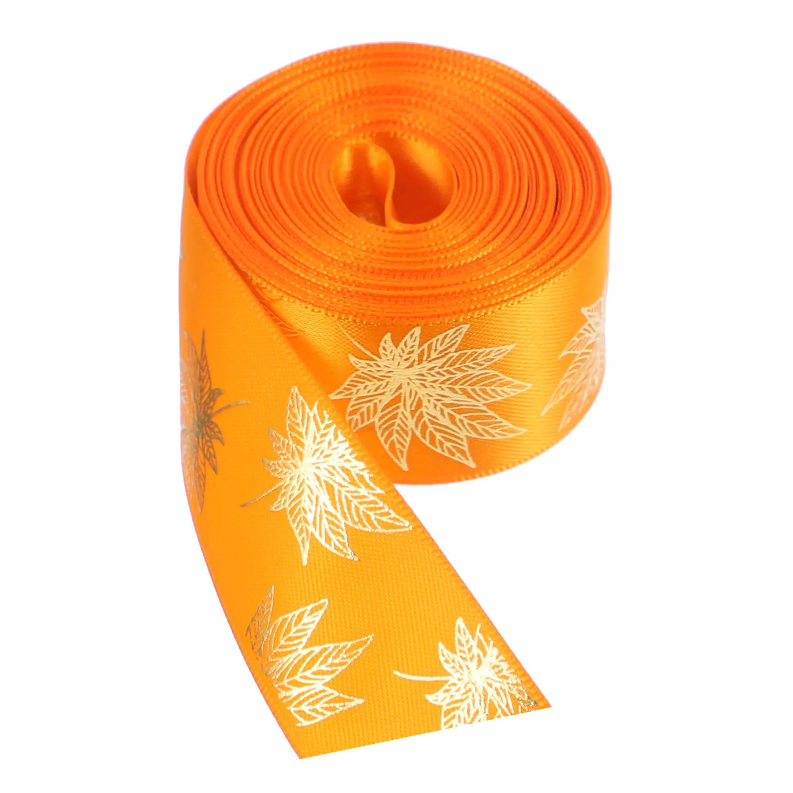

1 Roll Maple Leaf Print Polyester Ribbon Cuttable For Diy Gift Decor Craft Projects Washable Non-Fading