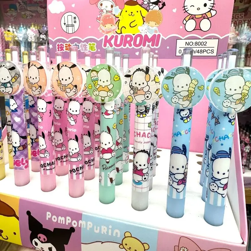 48pcs Sanrio Gel Pen Hello Kitty Kuromi Pachacco Student Writ Signature Neutral Pen Office School Stationery Supplies Wholesale