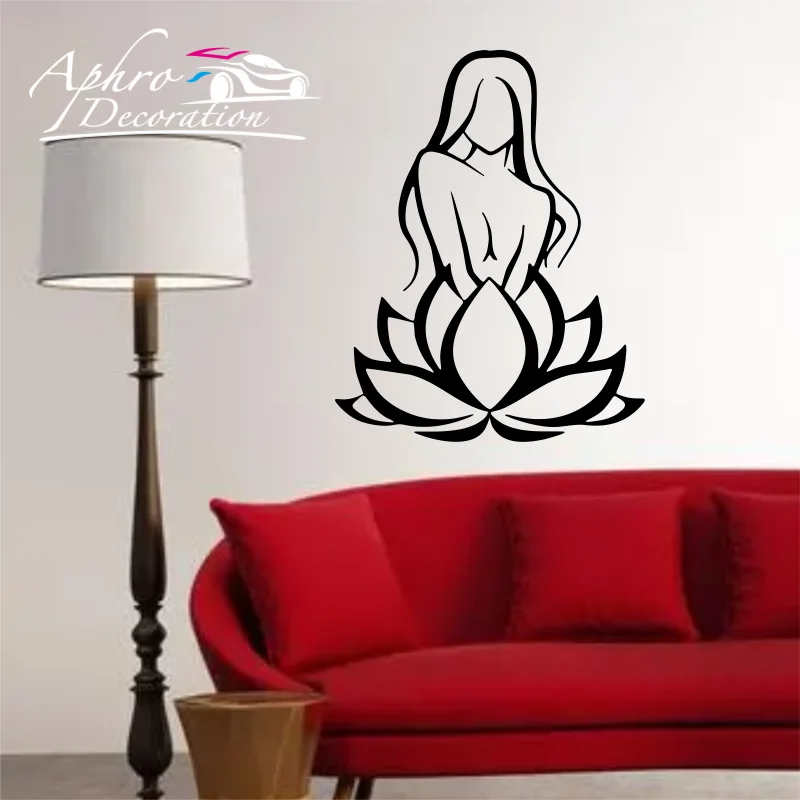 Lotus Yoga Buddha Wall Decals Girl Mediation Om Unique Wall Sticker Removable Art Mural Home Decoration Wallpaper