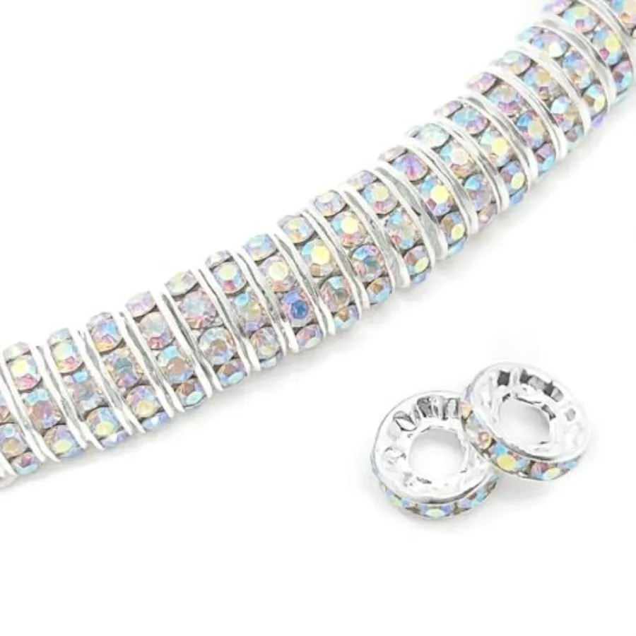 

100pcs Large Hole Rhinestone Spacer Beads Plated Czech Rhinestone for DIY Jewelry Making Charms Bracelet