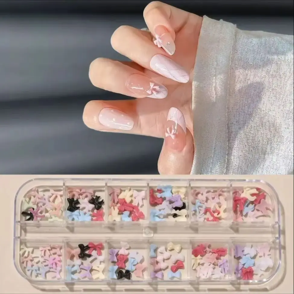 متأنق الكورية نمط ملون Bowknot لطيف ربطة القوس فيونكة ليوبارد الشريط سحر مسمار الفن اكسسوارات زينة مانيكير أداة بالجملة