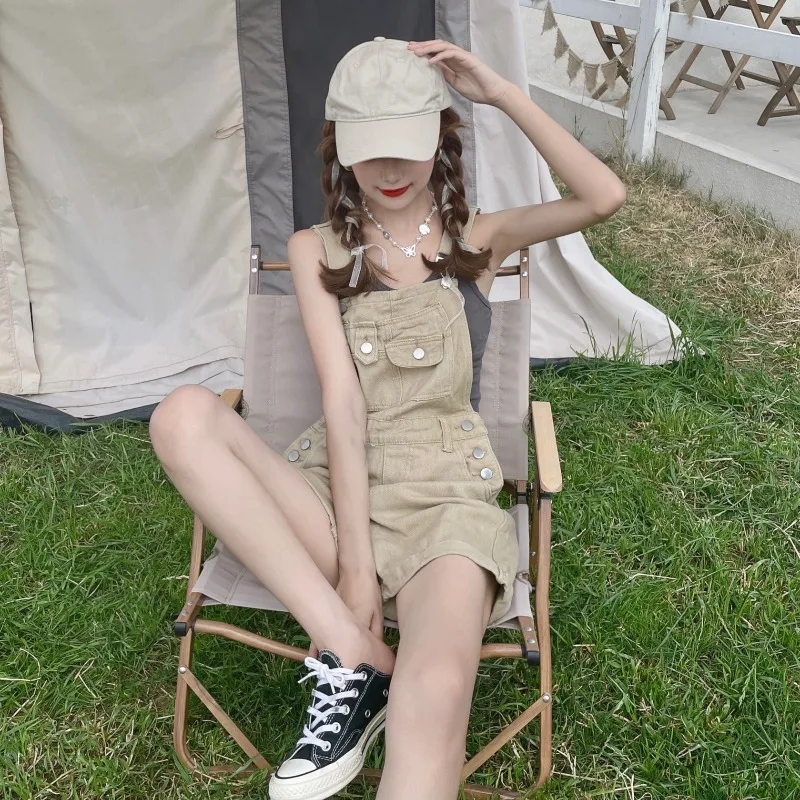 Denim Rompers Women Streetwear Summer Ulzzang High Waist Sweet Cool Macacão Feminino Fashion Casual Youth Korean Style Chic New