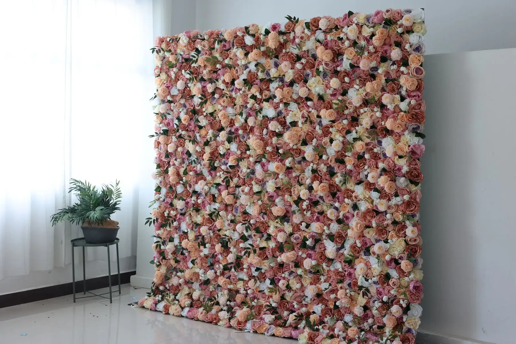 Mixed Flower series Dried Rose White Hydrangea 3D flower wall Wedding Backdrop Decor Outdoor Window Display Event Party Props