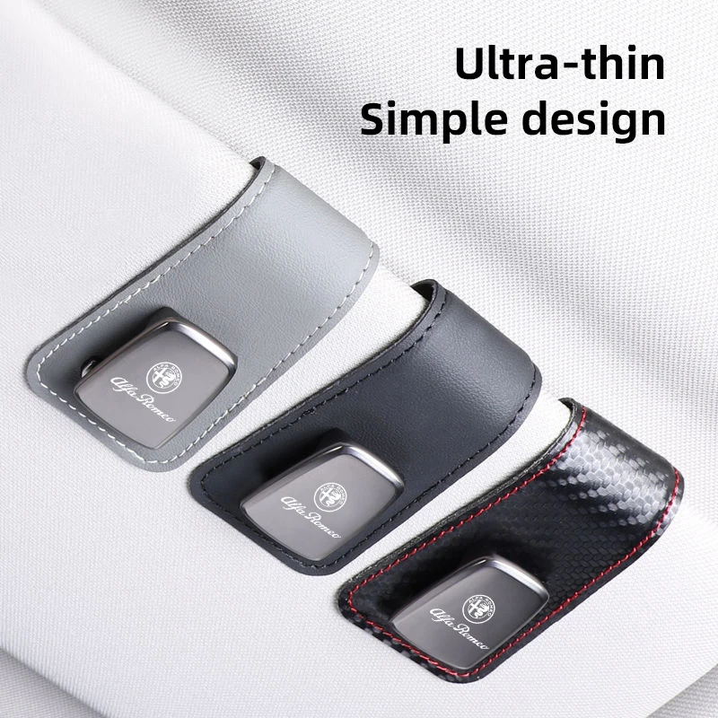 Car Sun Visor Glasses Clip Leather Sunglasses Card Holder For Alfa Romeo Giulietta GT 159 147 156 Mito Brera Giulia F1 Stelvio V