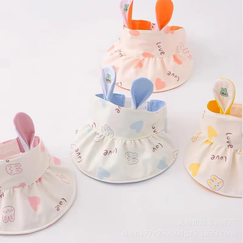 الصيف الاطفال قبعة الشمس الطفل فارغة أفضل القبعات الكرتون آذان أرنب طفل ظلة قبعة الأطفال في الهواء الطلق واقية من الشمس أقنعة 6-36 أشهر