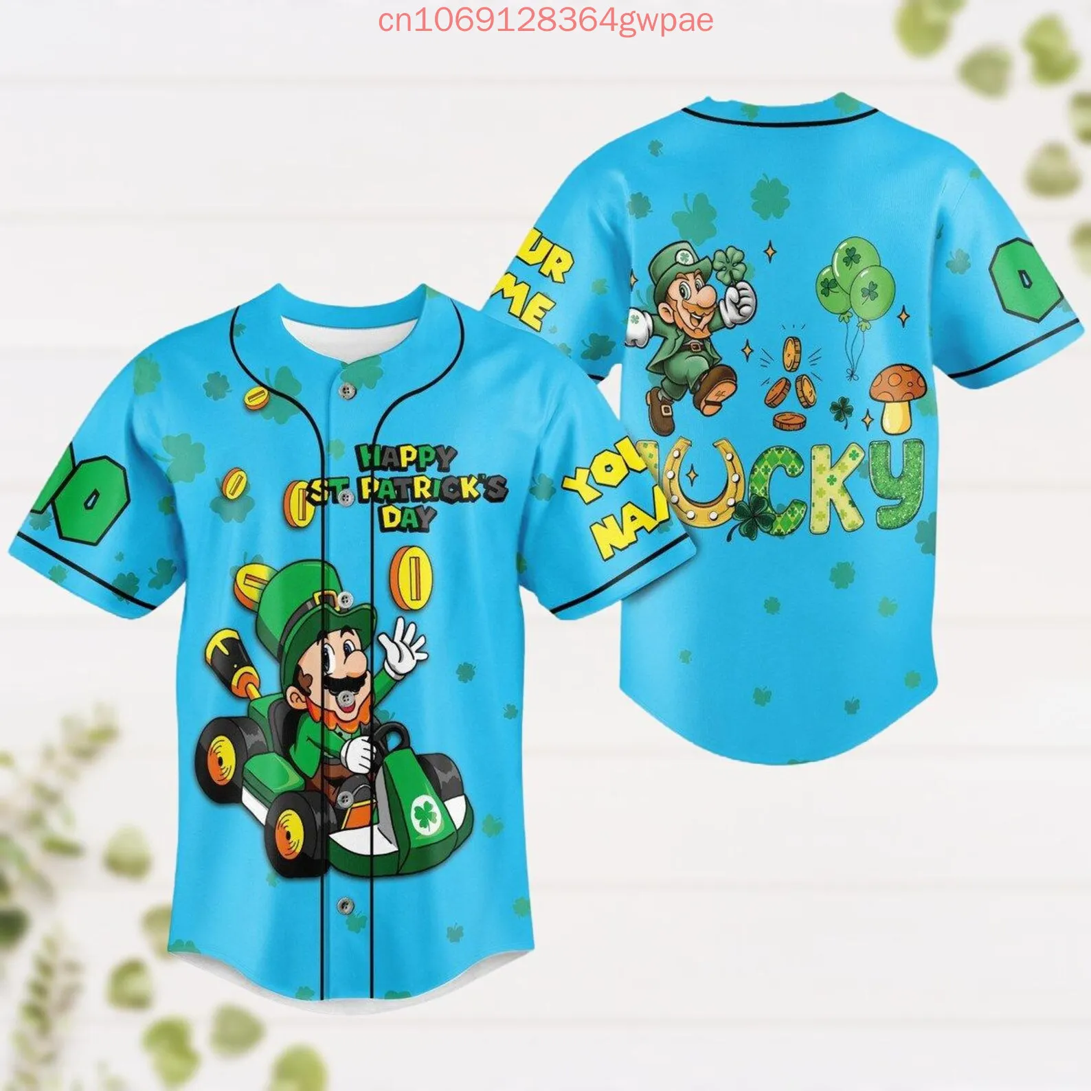 Super Mario LuigBaseball Jersey 3D Print Boys Girls Kids Street Harajuku Fashion Casual Short Sleeve Sports Baseball Jerse