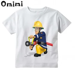 Kids Sam Fireman Firefighter Design T Shirt Boys/Girls Great Kawaii Short Sleeve Tops Children's Funny T-Shirt,ooo3062