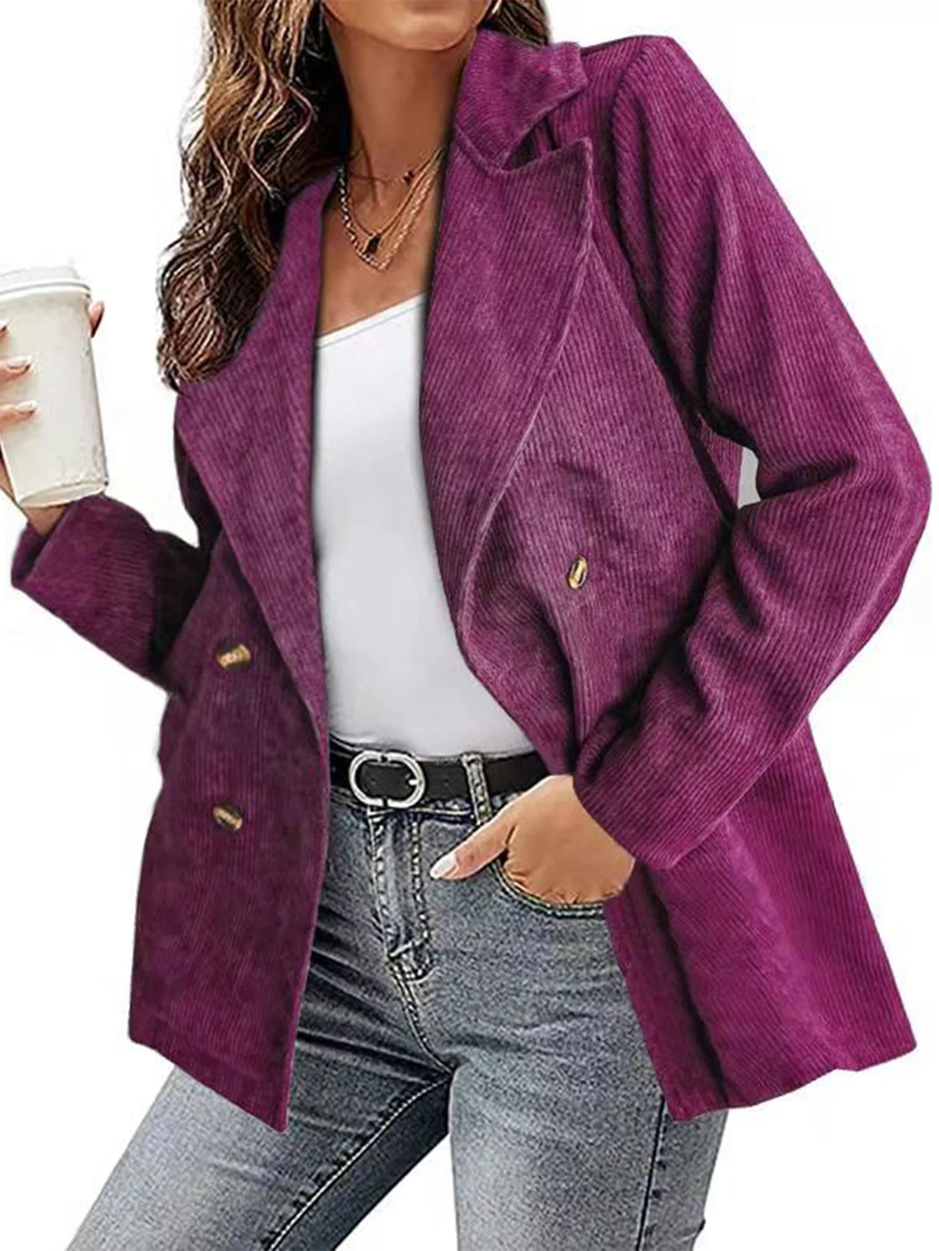

Women's Autumn Winter 2025 Blazers Elegant Plain Button Front Long Sleeve Lapel Regular Fit Office Lady Blazers