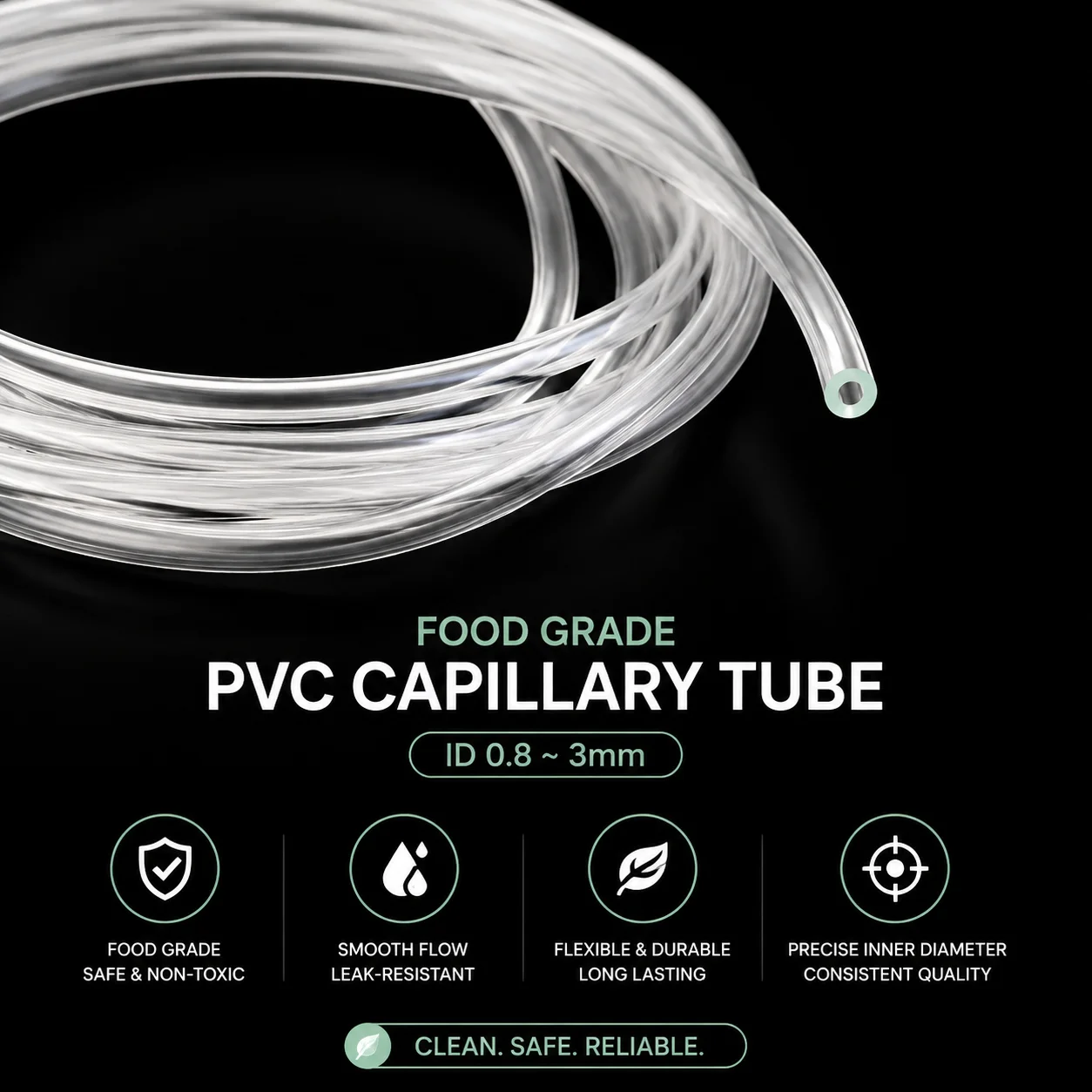 10M Food Grade Transparent PVC Capillary Tube, Inner Diameter 0.8-3.0mm Horticultural Drip Irrigation Liquid Delivery Hose