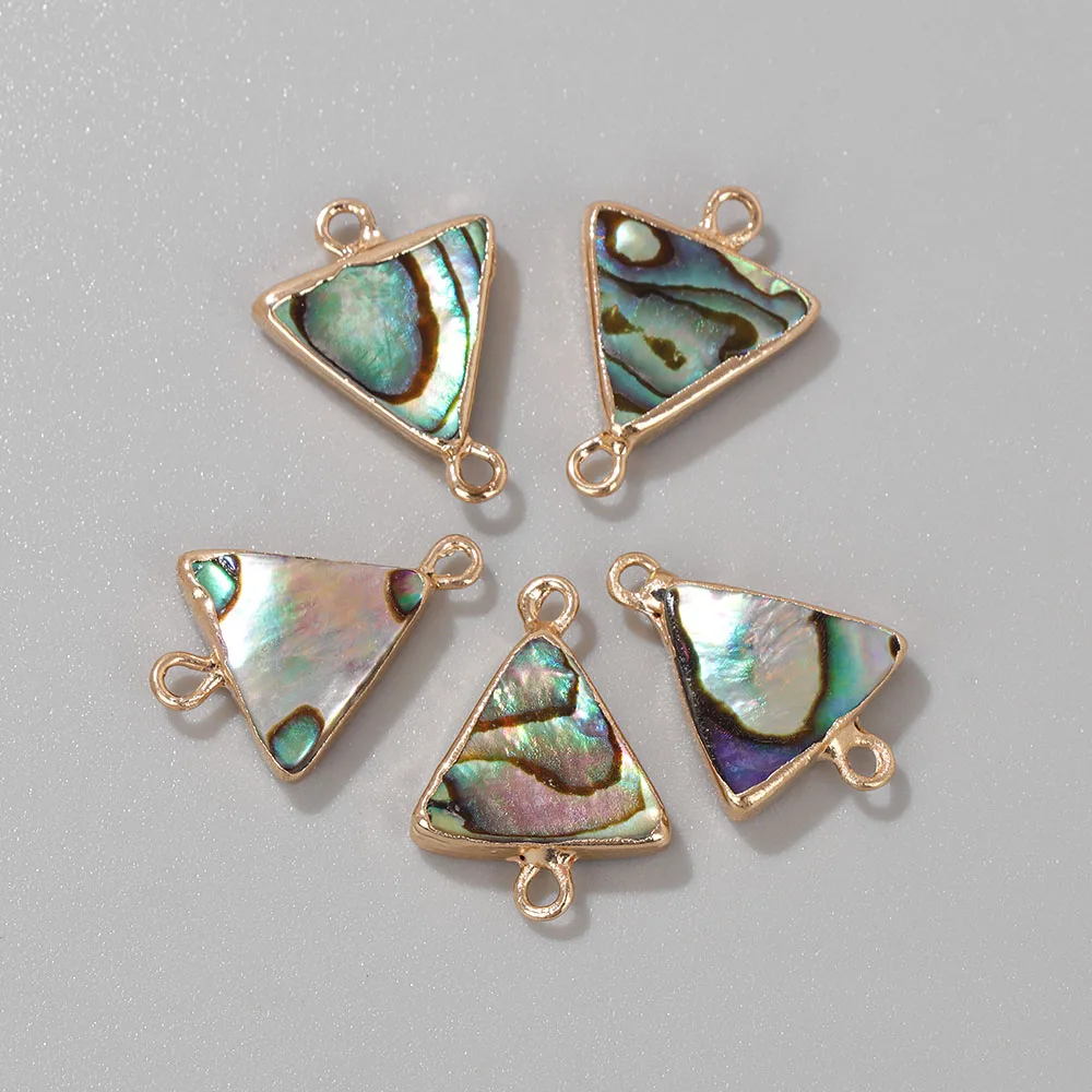 2PCS Natural Abalone Shell Pendant Charms for Jewelry Making