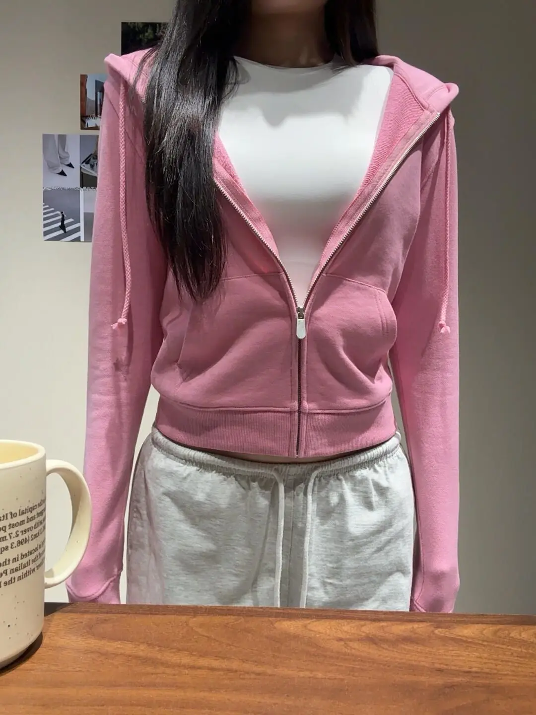 

Women Cotton New Heavy Duty Hooded Spring Autumn Cardigan Slim Fit Zip-Up Long Sleeve Trendy Jacket Top
