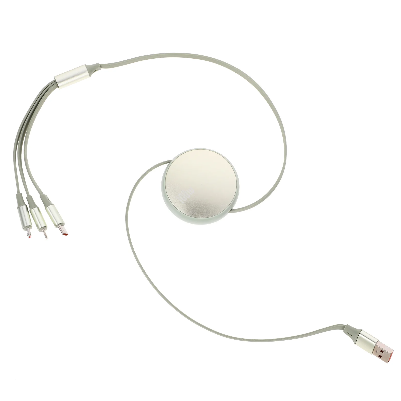 

Type-C Mobile Phone Fast Charging Cable Retractable Portable Lightweight Compact Data Transmission Green