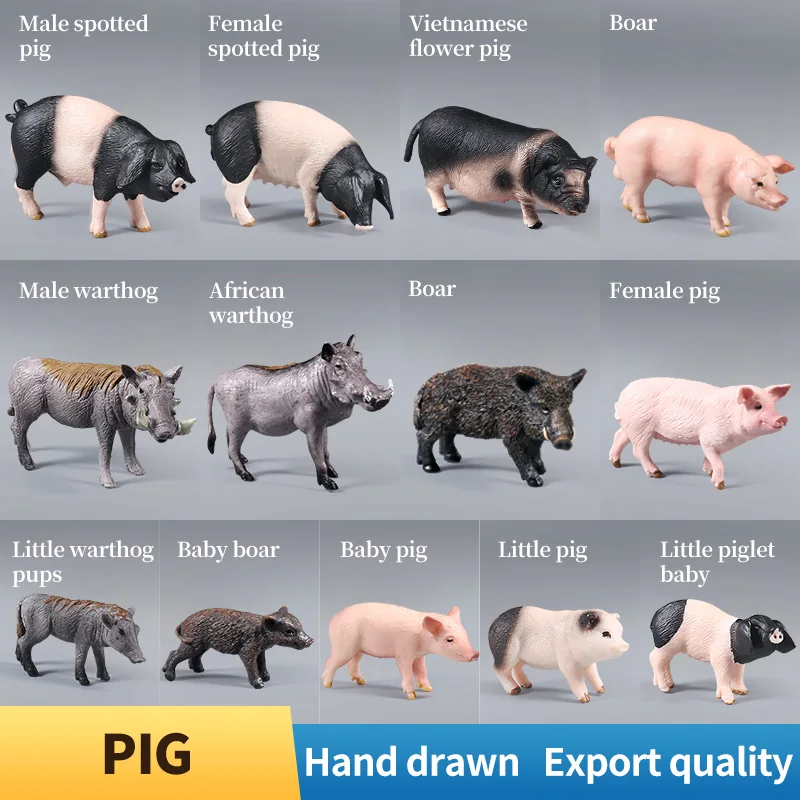 مجموعة شخصيات حيوانات مزرعة الدواجن-خنازير الخنازير زرع الخنزير الخنزير الخنزير محاكاة نماذج لعبة للأطفال ديكور هدية عيد الميلاد #2