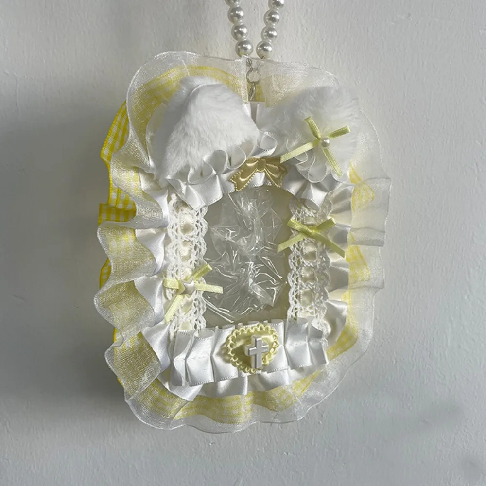 DIY بها بنفسك حامل بطاقة الدانتيل Photocard حالة لوليتا الحلو أنيمي أفخم حامل البطاقة صور حامي حالة Kawaii مع الشريط