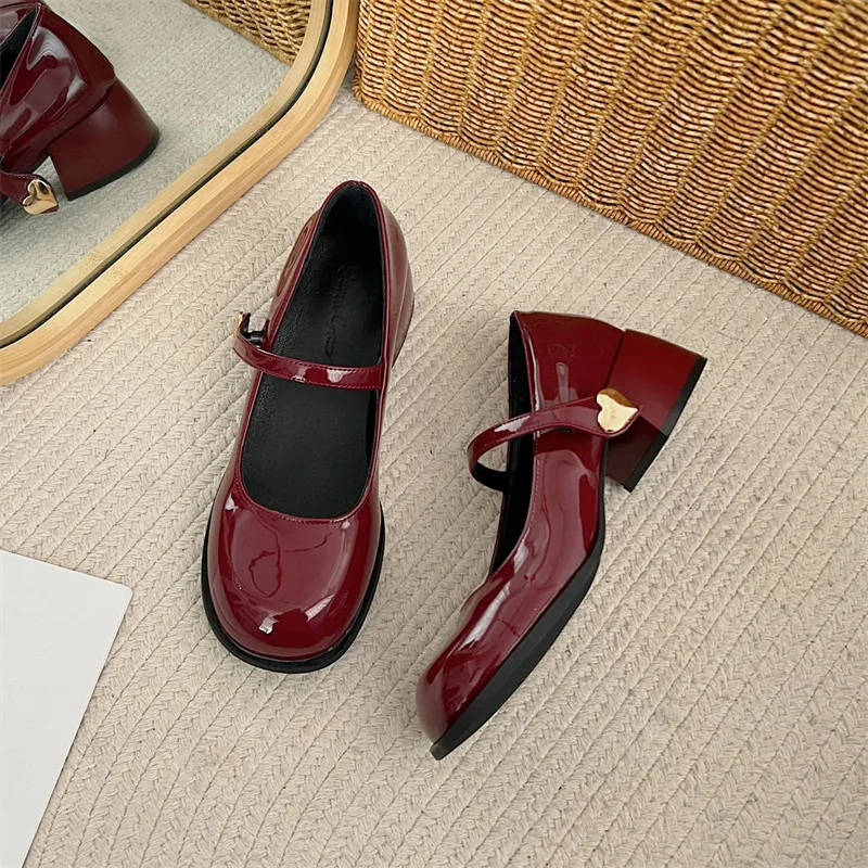 Summer Shoes Ladies Women\'s Heels Female Footwear Oxfords 2025 On Heels New Retro Dress Leather High Pumps Mary Janes Summer Sho