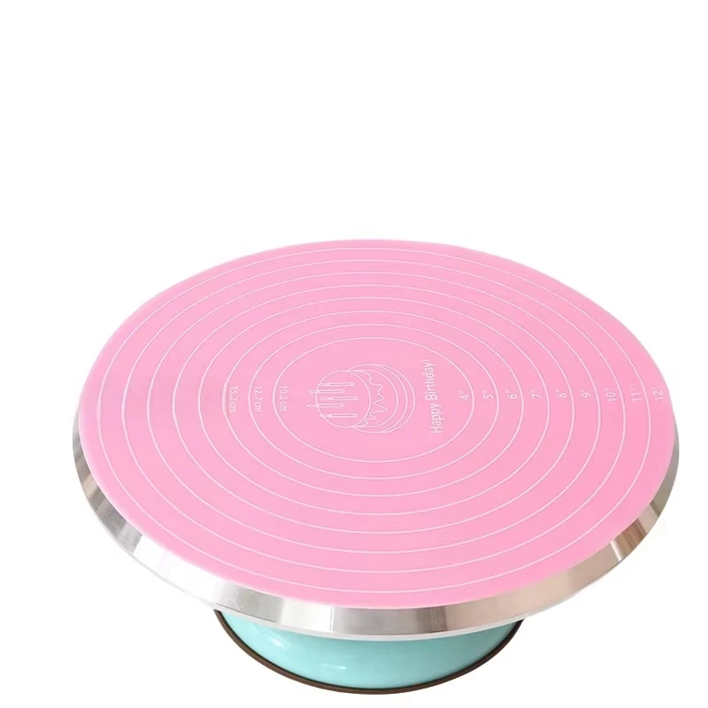 Silicone Cake Mat-Non-Stick Baking Mat with Measurements Reusable Heat Resistant Pastry Pad for Rolling Dough Cake Turntable