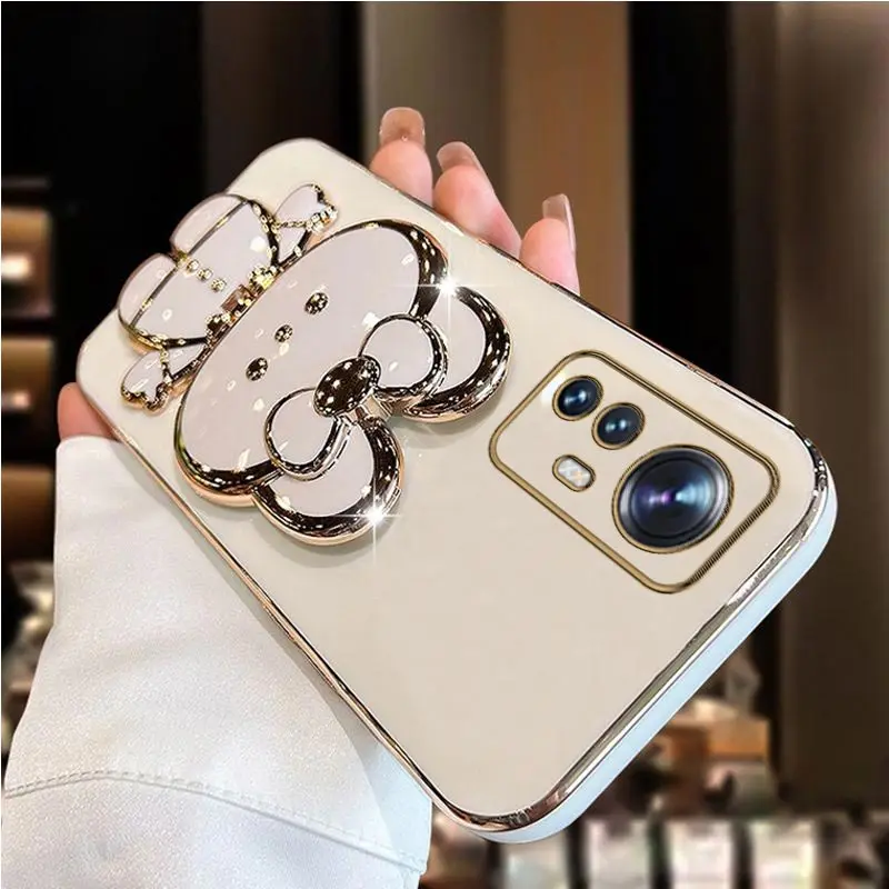 Mi11 Mi12 Mi13 Diamond Strap Mirror Rabbit Phone Holder Case For Xiaomi Mi 12 12T 8 9 10 10s 11 11T 13 14 Lite Pro Stand Cover