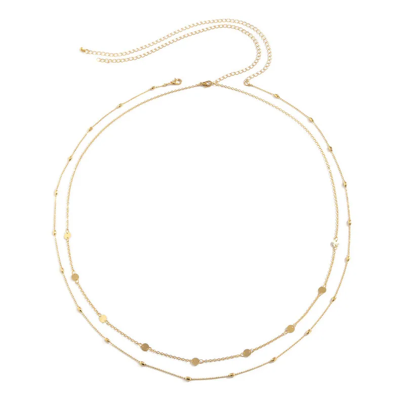 Women's Double Metal Chain Geometric Waist Decoration Waist Chain Set Sexy Round Piece Waist Chain