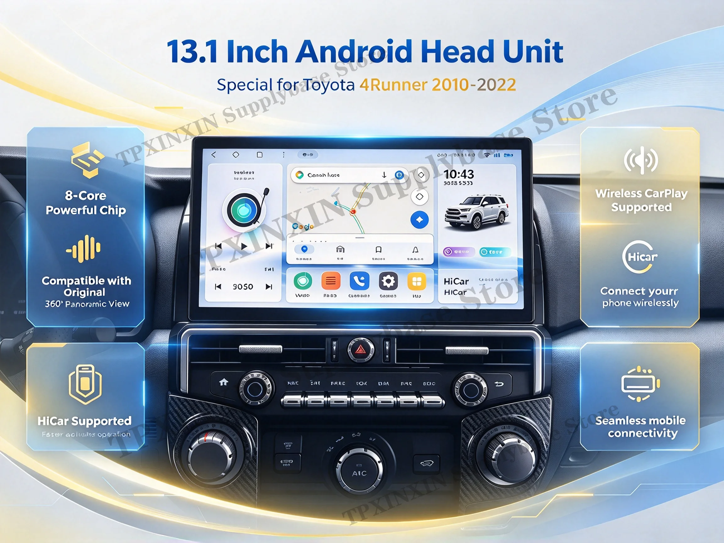 Touch Screen Car Head Unit For Toyota 4 Runner 2010~2022 GPS Stereo Multimedia Radio Navi Audio Unit With Carplay Android Auto