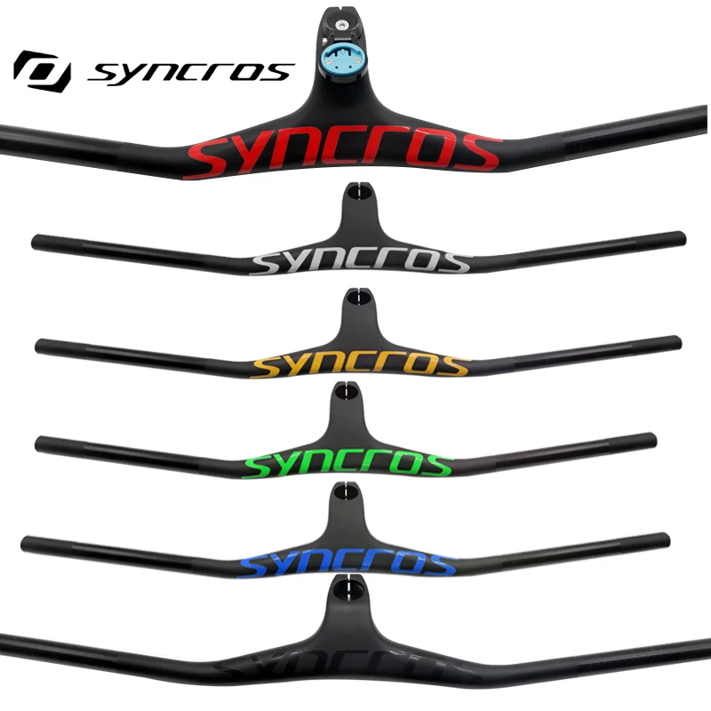 SYNCROS Bicycle Handlebar Chrome Integrated Carbon Handlebar for MTB  Bike Accessories -17 degree 660-800mm 70/80/90/100/110mm