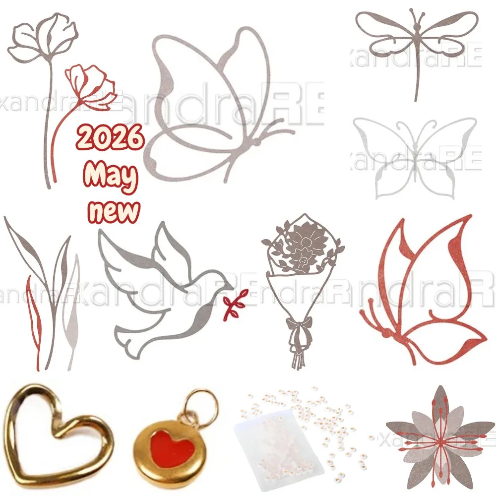 2026 Mai Neuheit: Liebe, Schmetterling Metall-Stanzformen für DIY Scrapbooking, Bastelarbeiten, Fotoalbum-Vorlage, handgemachte Dekoration