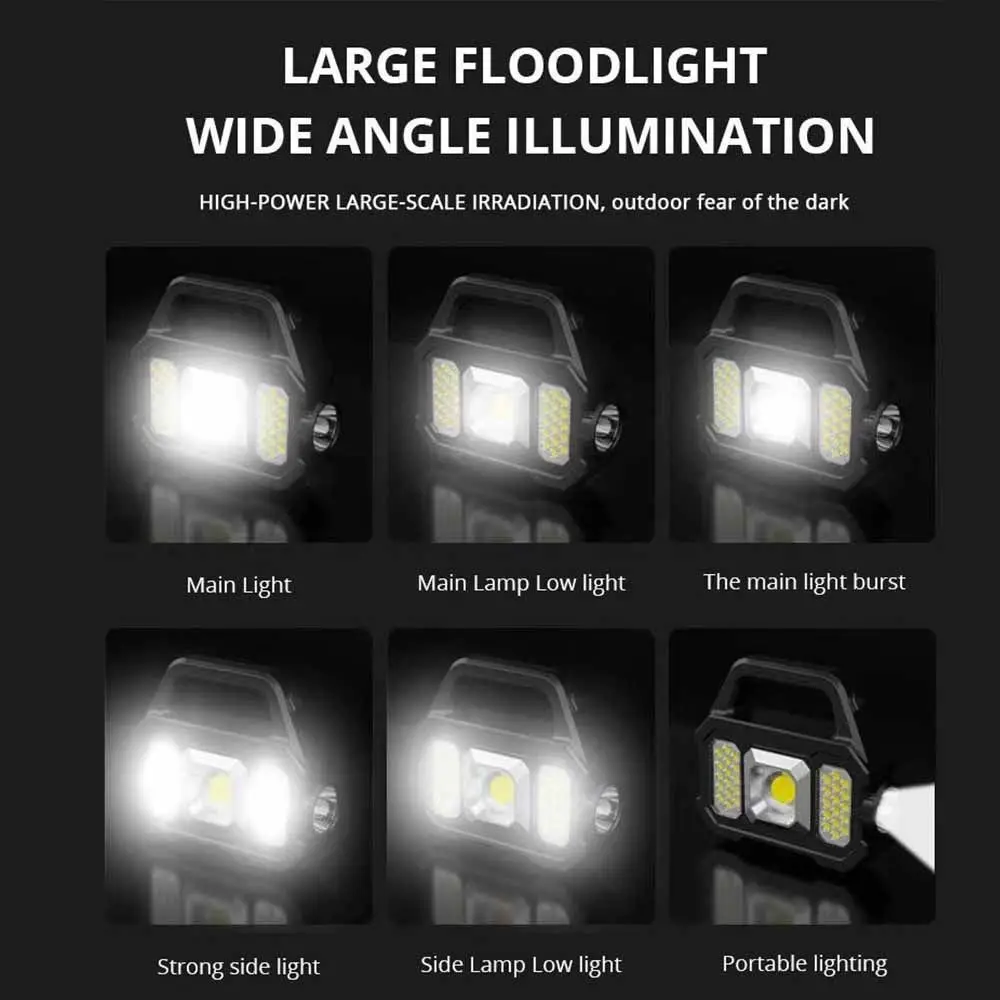 Zoomable Solar Searchlight COB Technology 6 Lighting Modes Camping Work Light Waterproof Solar Charging Handheld Flashlight