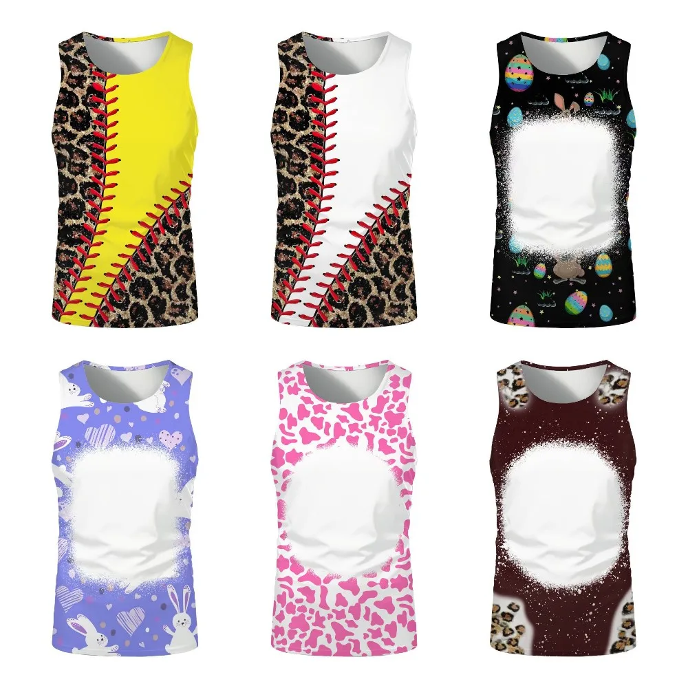 Sublimation Blank Singlet Polyester Vest Sleeveless Tshirts Tank Top Fitness Clothing For Custom Parent-Child Clothes