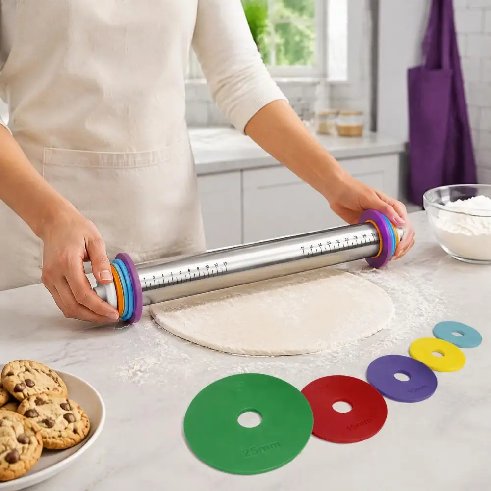 Dough Thickness Rings Rolling Pin Spacers Adjustable Rolling Pin with Thickness Rings Removable Plastic for Dough for Baking