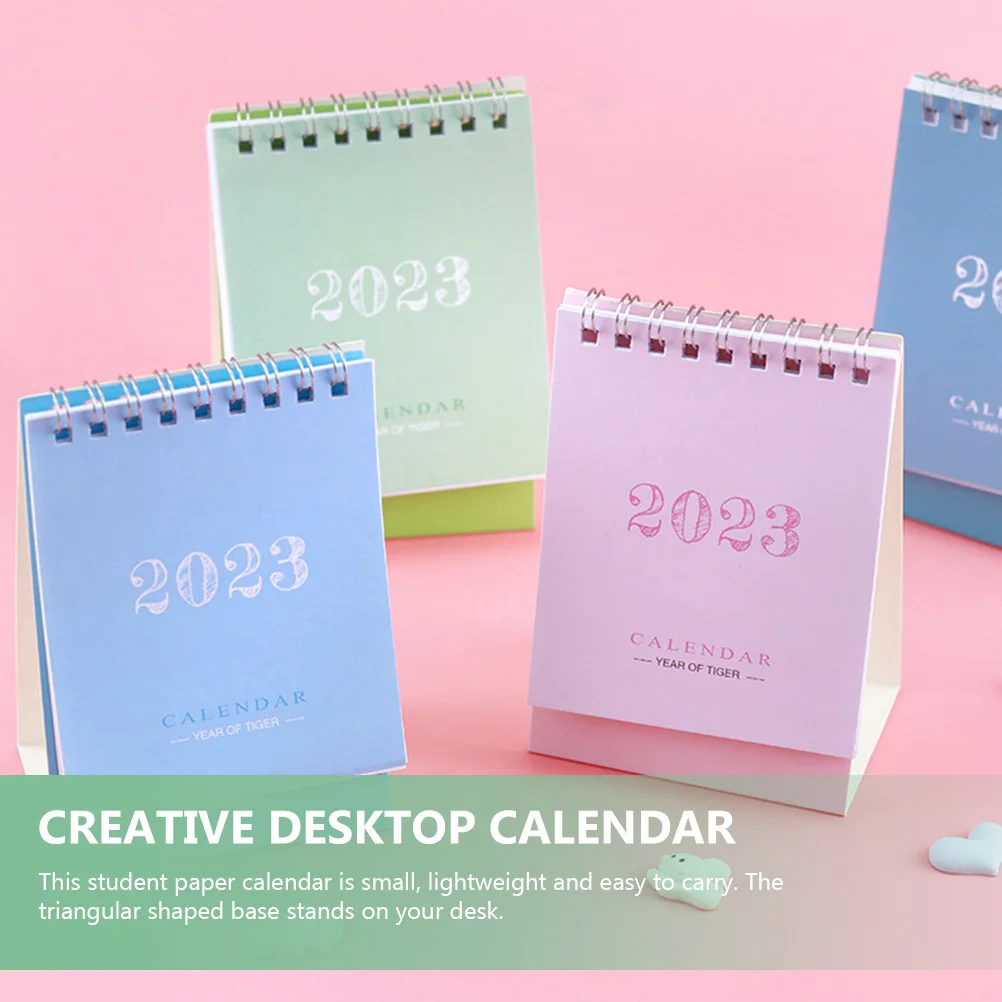 Mini calendario da tavolo 2023 Pratico organizzatore di carta per ufficio, casa, scuola, supporto triangolare decorativo, piccola scrivania