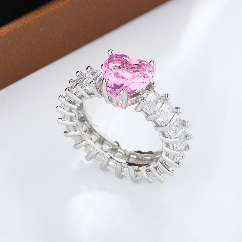 Women's 925 Silver Heart Cubic Zirconia Ring, Romantic Wedding Gift