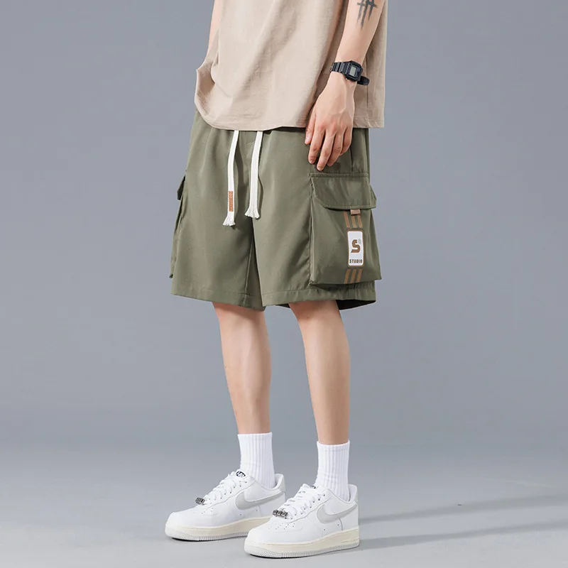 Moda nova marca de trabalho shorts para homem no verão fino roupas esportivas para casual masculino cinco pontos meados de calças carga shorts masculinos homem