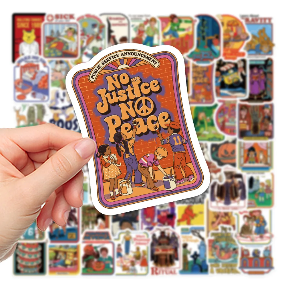 

60PCS Color Retro Horror Ghost Cartoon Animal Stickers DIY Laptop Luggage Skateboard Graffiti Decals Sticker for Kids Toys Gifts