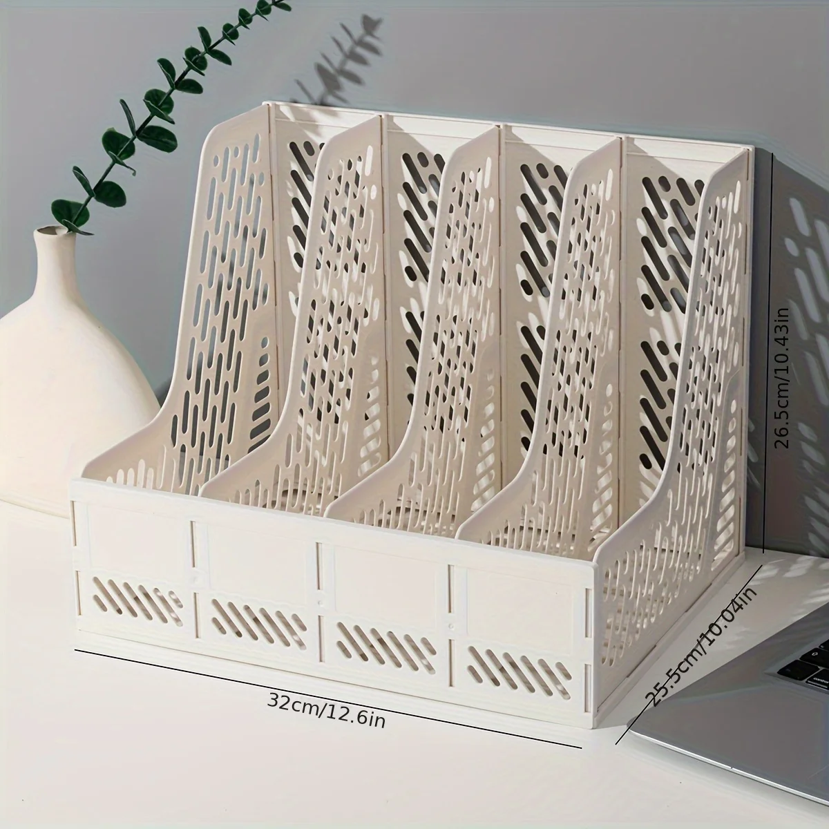 حامل ملفات المجلات، مجلد ملفات منظم المكتب لتنظيم المكاتب والتخزين، بلاستيك قوي، 4 مقصورات عمودية