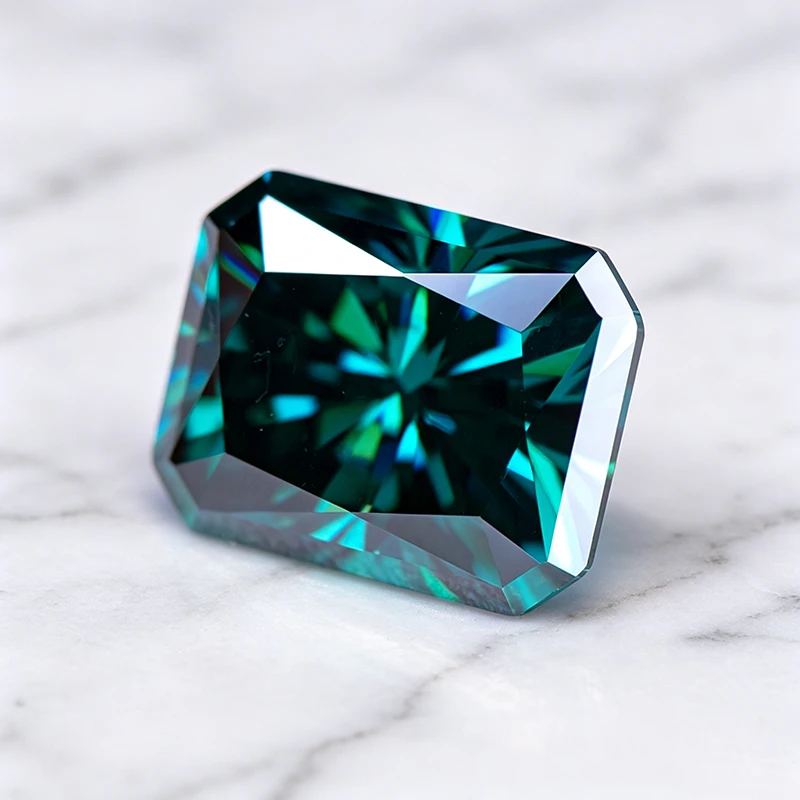 Moissanit-Stein Natürlicher Smaragdgrüner Radiant-Schliff Edelstein für DIY Schmuckherstellung von Ringen und Ohrringen mit Zertifikat – Detail 3