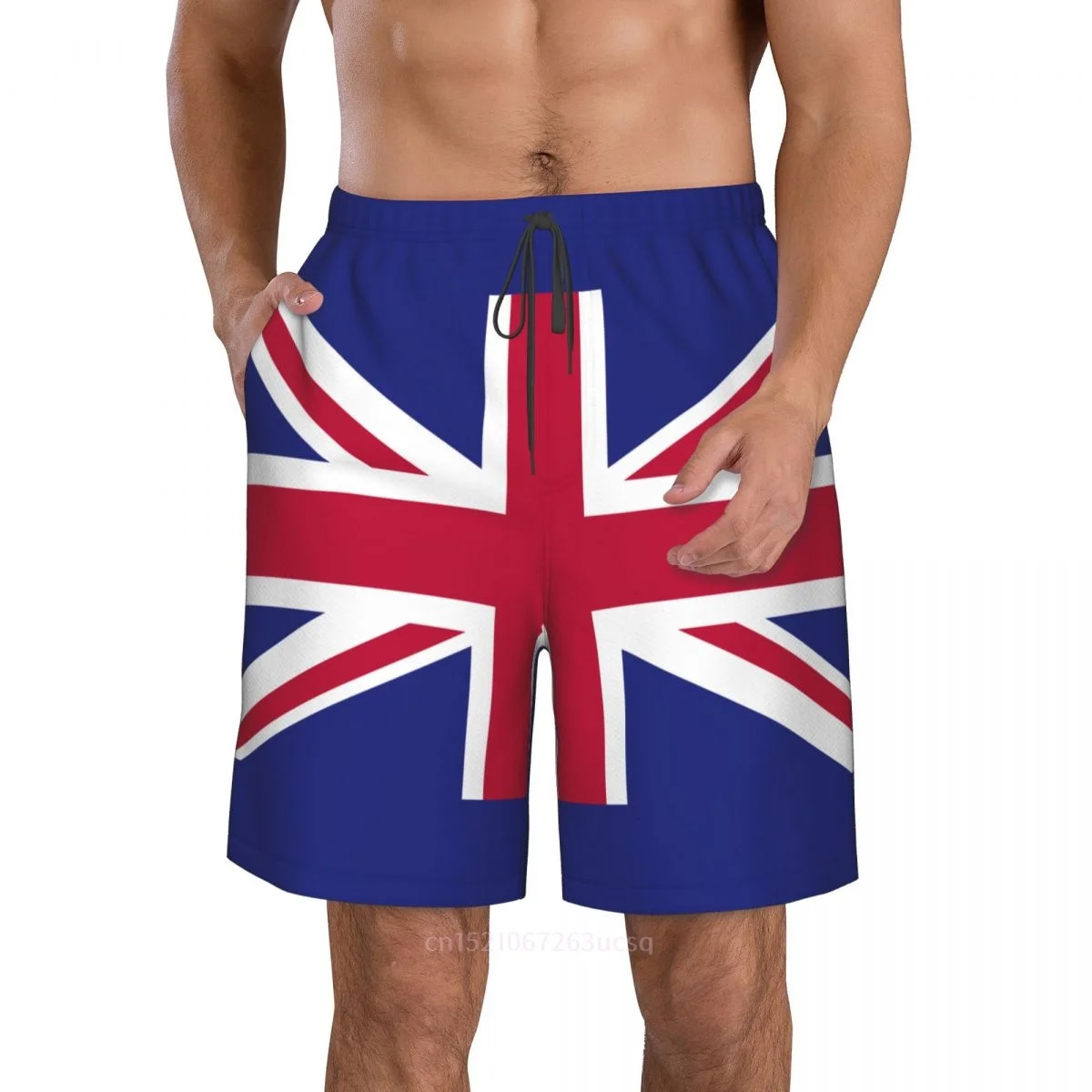 2025 Summer Polyester UK United Kingdom Country Flag 3D Printed Men's Board Shorts Beach Pocket Running Summer Pants