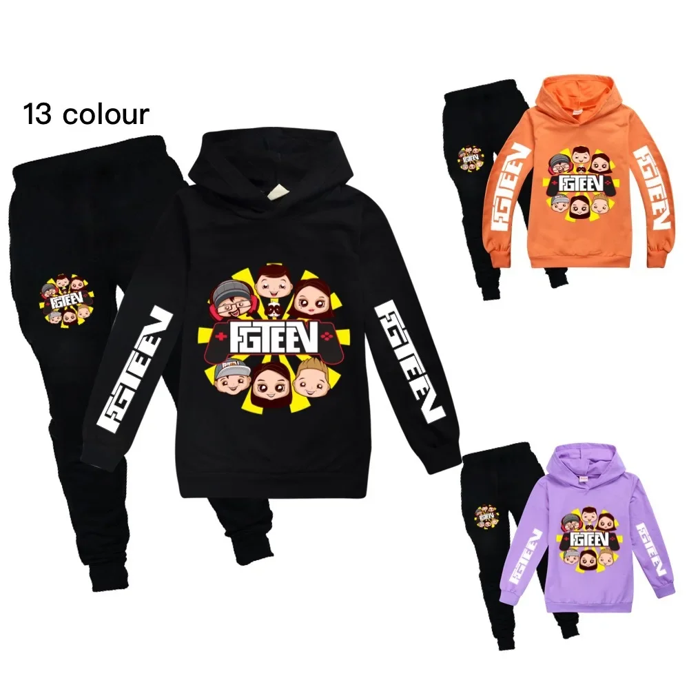 

New 3-15Y Kids Sweatshirt Cartoon FGTEEV Hoodies Clothes Autumn Hoodie Top + Pands 2P Suit Girls Clothing Sets Boys Holiday Gift